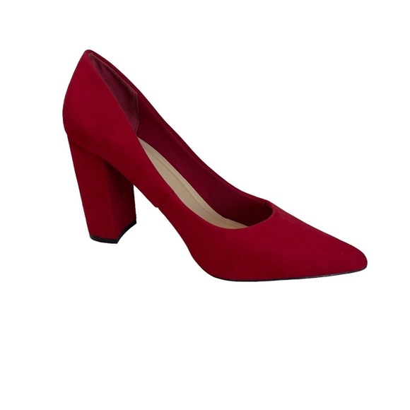 Bamboo Womens 9M Red Velvet Pump Heels - Picture 3 of 10